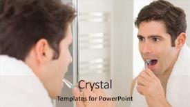  Presentation with oral hygiene - Presentation featuring oral hygiene - close up of a young background and a soft green colored foreground