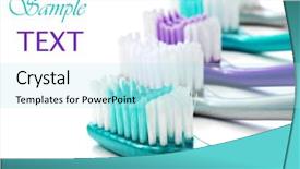  Presentation with oral hygiene - Colorful presentation theme enhanced with oral hygiene - colorful toothbrushes on white background backdrop and a cool aqua colored foreground