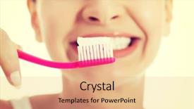  Presentation with health woman running female runner - Presentation with oral hygiene - healthy woman brushing her teeth background and a coral colored foreground