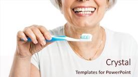  Presentation with oral hygiene - Beautiful theme featuring oral hygiene - portrait of a happy old backdrop and a sky blue colored foreground