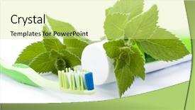  Presentation with toothpaste - Cool new presentation theme with oral hygiene - toothbrush toothpaste and fresh leaves backdrop and a blonde colored foreground