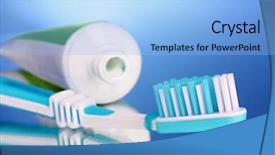 Presentation with oral hygiene - Cool new slide deck with oral hygiene - toothpaste and brush backdrop and a light blue colored foreground