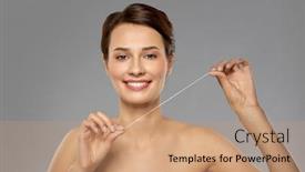  Presentation with dental floss - Presentation having oral-hygiene-dental-care background and a coral colored foreground