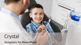  Presentation with medicine - Slide deck consisting of oral hygiene kisds - medicine dentistry and healthcare concept background and a  colored foreground