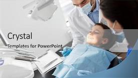  Presentation with medicine - Slide set with oral hygiene kisds - medicine dentistry and healthcare concept background and a light gray colored foreground