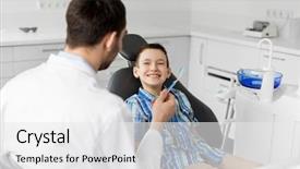  Presentation with modern medicine cardiology concept mixed - Colorful slides enhanced with oral hygiene kisds - medicine dentistry and healthcare concept backdrop and a  colored foreground