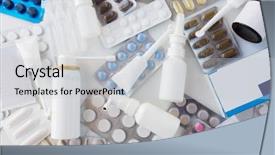 Presentation with packs - Slide set with concept - packs of different pills background and a light gray colored foreground