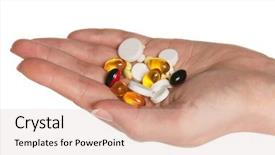  Presentation with medication - Audience pleasing slide set consisting of pills in woman hand backdrop and a lemonade colored foreground