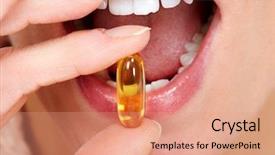  Presentation with wound healing in mouth - Slide set featuring oral pain - woman mouth eating pills health background and a coral colored foreground