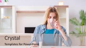  Presentation with pain - Slide deck featuring coping - woman taking pills to cope background and a soft green colored foreground