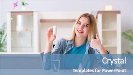  Presentation with pain - Amazing PPT layouts having coping - woman taking pills to cope backdrop and a teal colored foreground