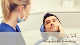  Presentation with patient care - Slides consisting of oral pain - people medicine stomatology and health background and a cream colored foreground