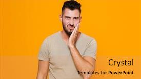  Presentation with standing strong - PPT layouts enhanced with oral pain - portrait of a sad young background and a yellow colored foreground