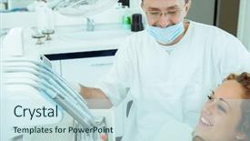  Presentation with teeth - Cool new slides with oral pain - woman visting dentist to make backdrop and a  colored foreground