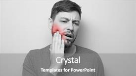  Presentation with pain - Beautiful theme featuring oral pain - young man suffering from toothache backdrop and a gray colored foreground