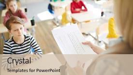  Presentation with math teacher - Presentation theme enhanced with oral questioning at math class background and a soft green colored foreground