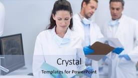  Presentation with dental - Beautiful theme featuring oral reading - attentive dentist looking at reports backdrop and a  colored foreground