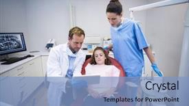  Presentation with digital - Colorful theme enhanced with oral reading - dentists showing digital tablet backdrop and a  colored foreground