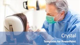  Presentation with dental surgery - PPT layouts featuring oral surgery - dentist doing a dental treatment background and a teal colored foreground