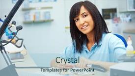  Presentation with dental surgery - Audience pleasing presentation theme consisting of oral surgery - happy dental technician grinding backdrop and a light blue colored foreground