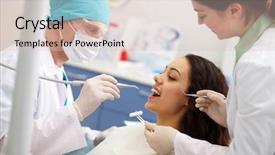  Presentation with dental surgery - PPT theme featuring oral surgery - pretty patient undergoing a dental background and a lemonade colored foreground