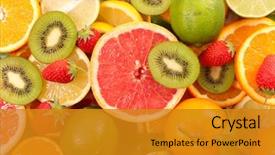  Presentation with brainstorming top view - Audience pleasing slides consisting of orange - assorted fruits top view backdrop and a gold colored foreground