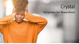  Presentation with migraine - Cool new PPT theme with orange - beautiful young african american woman backdrop and a light gray colored foreground