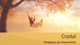  Presentation with swing - Audience pleasing PPT layouts consisting of orange - happy child girl on swing backdrop and a yellow colored foreground