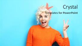  Presentation with blue orange - Slides consisting of orange - portrait of funny emotional girl background and a arctic colored foreground