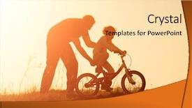  Presentation with daughter - Slide deck having orange - silhouette of father teaching little background and a blonde colored foreground