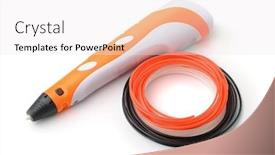  Presentation with pen - Presentation enhanced with orange-3d-pen-and-set background and a sky blue colored foreground