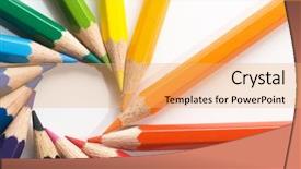  Presentation with color orange - PPT theme consisting of orange abstract - color pencils background and a yellow colored foreground