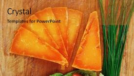  Presentation with orange slice - Slide set featuring orange aged delicious cheddar cheese background and a gold colored foreground