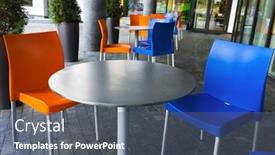  Presentation with blue orange - PPT theme with orange-and-blue-chairs background and a dark gray colored foreground