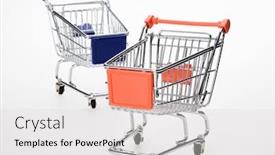  Presentation with blue orange white - Presentation featuring orange-and-blue-shopping-cart background and a light gray colored foreground
