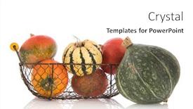  Presentation with orange green white - Slides with orange and green pumpkins in basket isolated over white background background and a white colored foreground