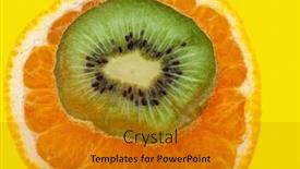  Presentation with kiwi - PPT layouts featuring orange-and-kiwi-slices background and a gold colored foreground