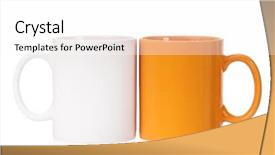  Presentation with tea coffee - Presentation theme having orange and white mugs empty background and a white colored foreground