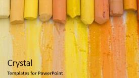  Presentation with crayons - Colorful slide deck enhanced with orange artistic crayons backdrop and a yellow colored foreground