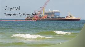  Presentation with oil spill - PPT theme with orange-beach-al-june-10 background and a light blue colored foreground