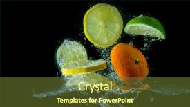  Presentation with fruit water - Colorful PPT layouts enhanced with orange black - fruit splashing in the water backdrop and a  colored foreground