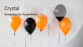  Presentation with birthday party - PPT theme with orange black - holidays decoration and party concept background and a light gray colored foreground
