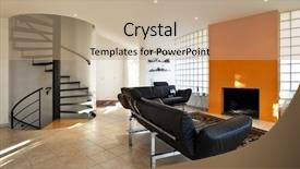  Presentation with living room - Slide deck with orange black - modern house living-room background and a coral colored foreground
