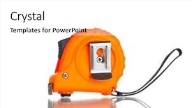  Presentation with barricade tape red and white - Theme enhanced with orange black - tape measure isolated on white background and a white colored foreground