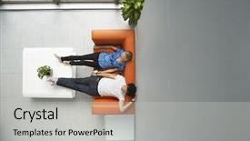  Presentation with office room - Colorful PPT layouts enhanced with orange black - top view of two casual backdrop and a light gray colored foreground
