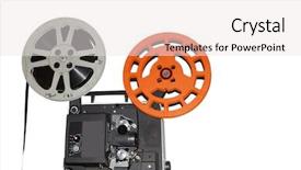  Presentation with vintage movie - Beautiful presentation theme featuring orange black - vintage old fashioned movie projector backdrop and a sky blue colored foreground