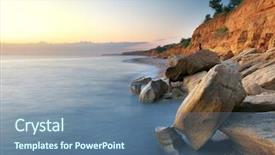  Presentation with art seascape nature sea - Slides consisting of abstract organge blue - beautiful seascape sea and rock background and a ocean colored foreground