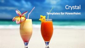  Presentation with juices - Colorful slide deck enhanced with yellow orange blue - fresh fruit juices backdrop and a teal colored foreground