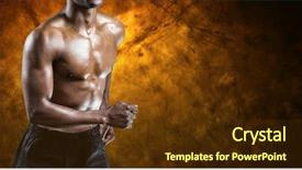  Presentation with fitness - PPT theme with orange brown masculine - digital composite of fitness man background and a tawny brown colored foreground