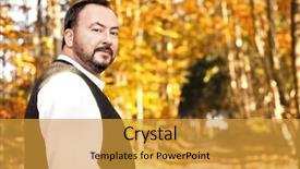 Presentation with taiga boreal forest - Audience pleasing presentation theme consisting of orange brown masculine - handsome man with a beard backdrop and a  colored foreground